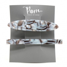Pale Grey  Shell Effect Hair Clip Duo by Peace Of Mind